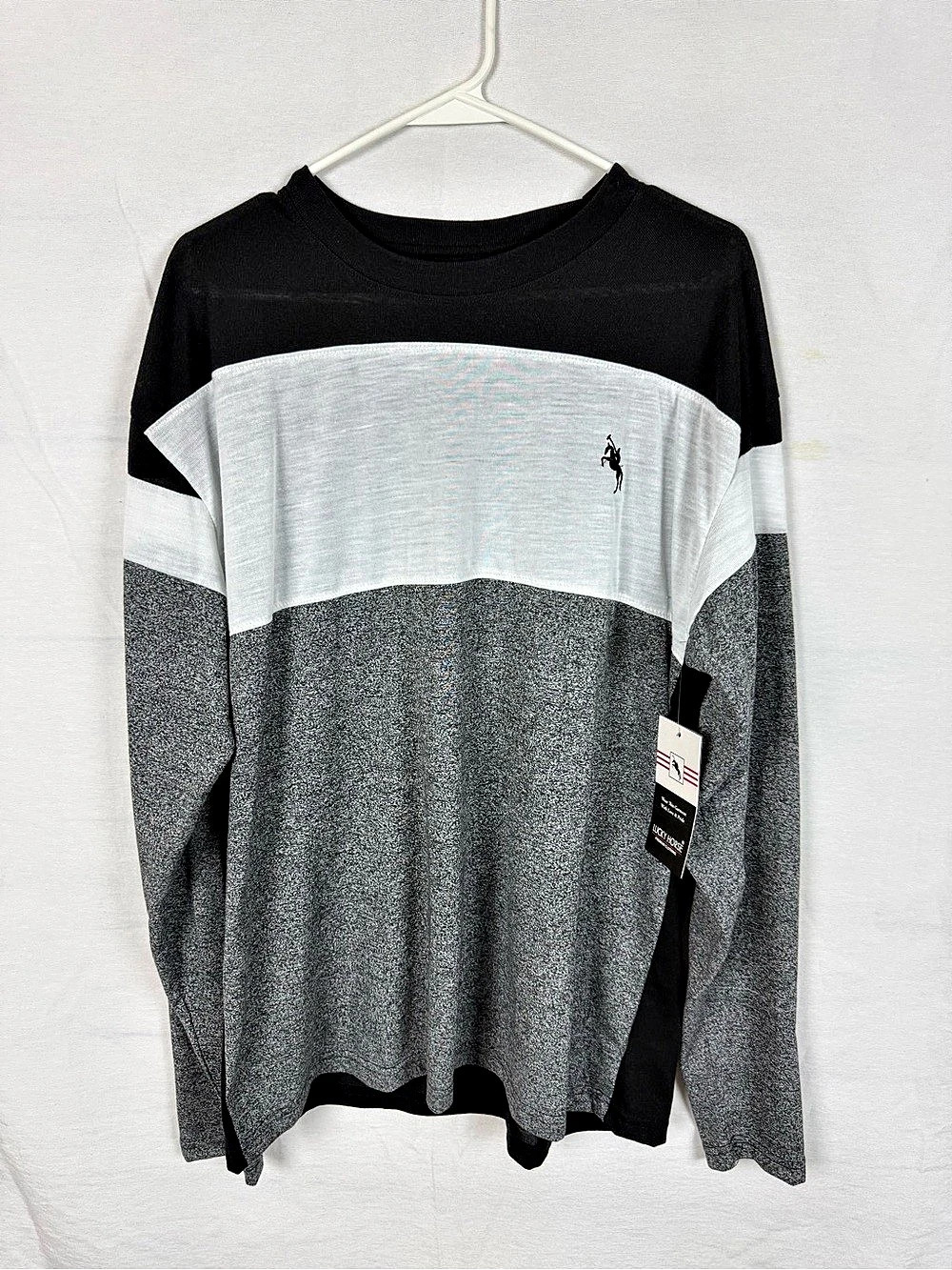 Lucky Horse Men's Color Block Long Sleeve Tee XL NWT
